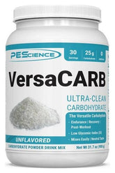 PEScience VersaCARB ultra-clean carbohydrate powder, unflavored, low glycemic index, 30 servings, easy mixing.